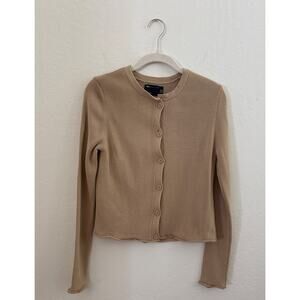 ASOS Design Neutral Ribbed Button Front Cardigan – Size Small (US 4)